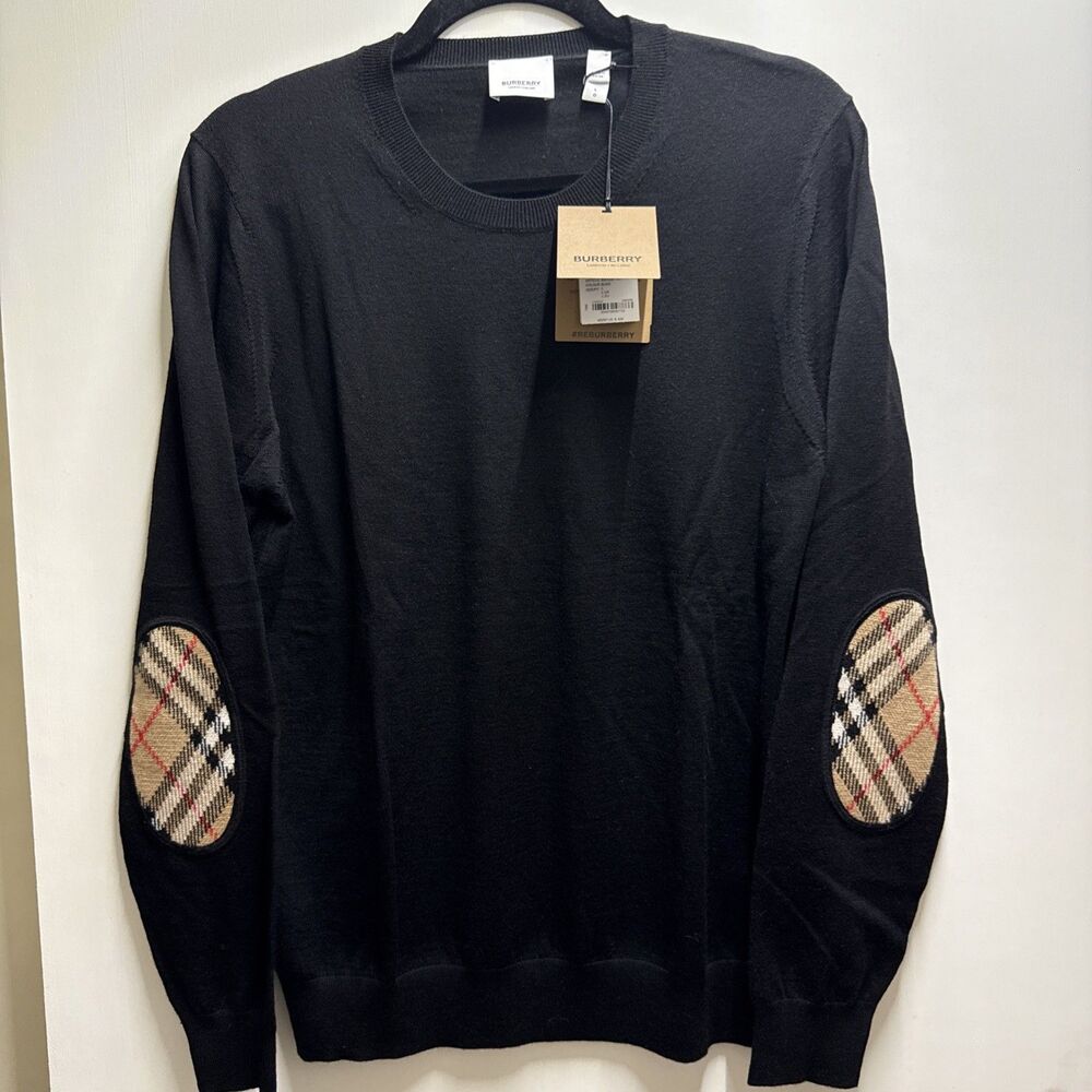 Burberry Bempton Wool Sweater Black Women Size Large New With Tag $830